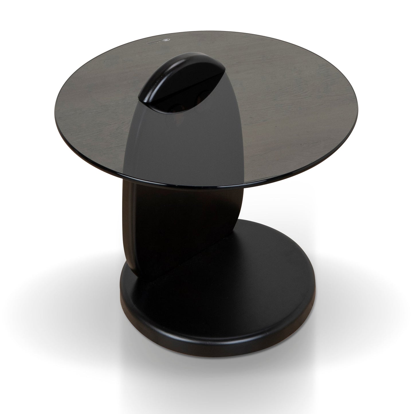 Vardo 50cm Round Glass Side Table - Full Black