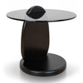 Vardo 50cm Round Glass Side Table - Full Black