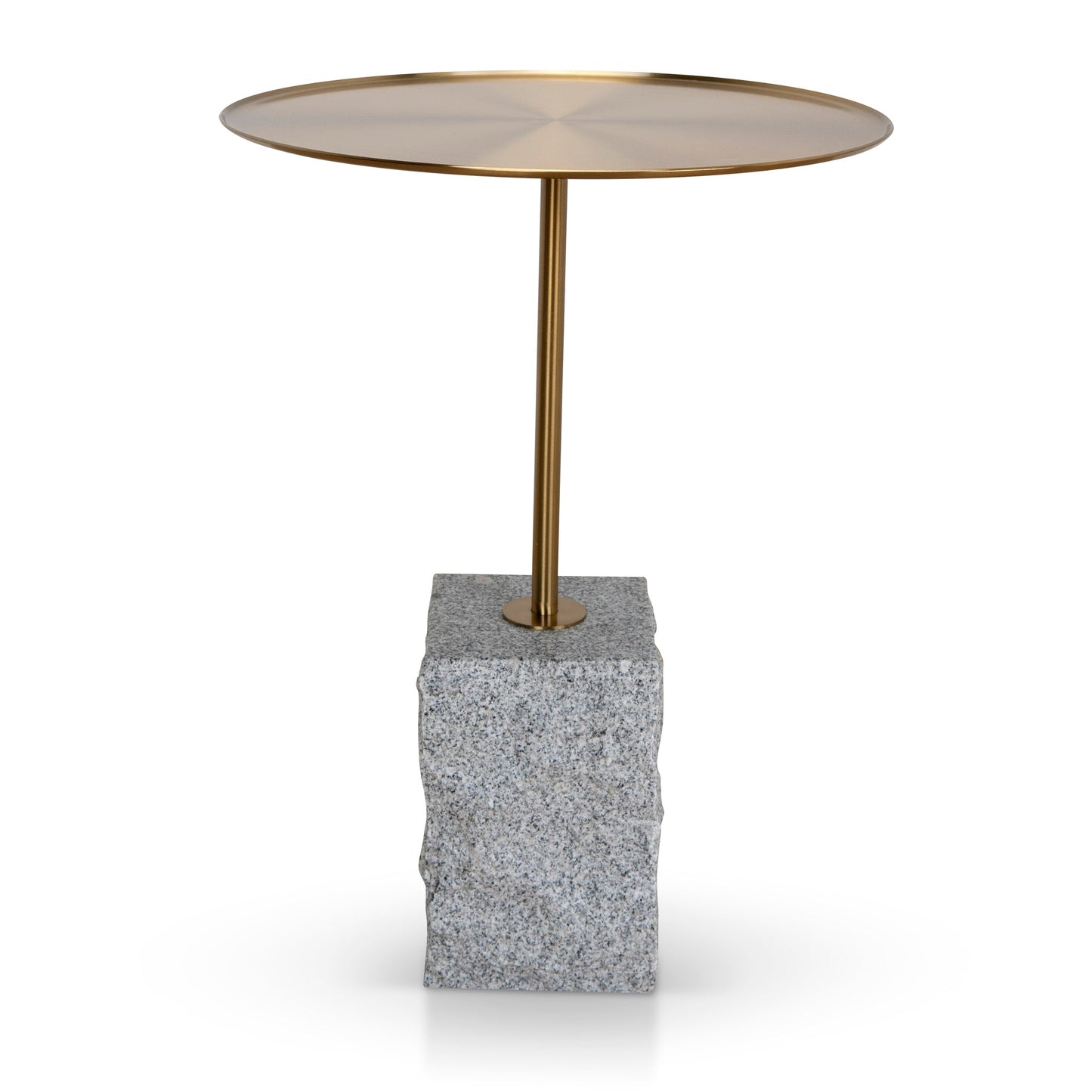 Pravina 45 cm Brushed Gold Side Table - Faceted Granite Marble