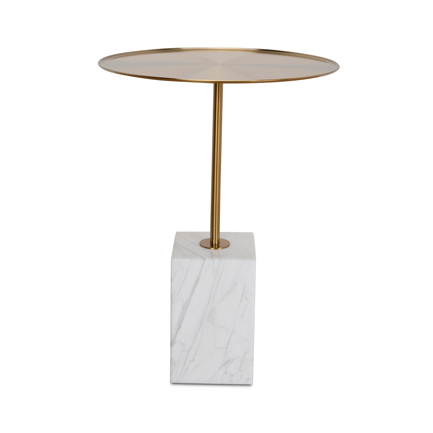 Pravina 45cm Brushed Gold Side Table - Carrara Marble