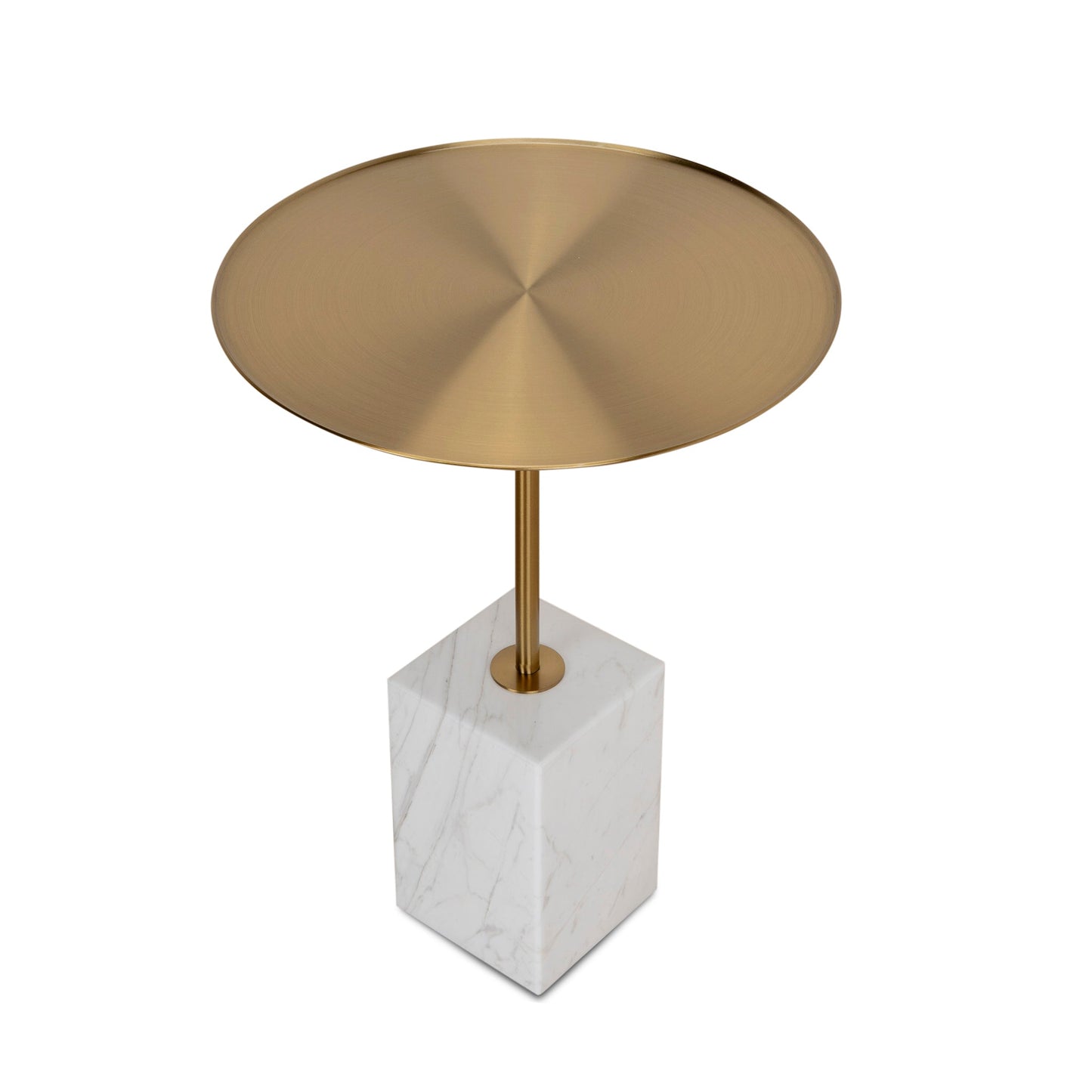 Pravina 45cm Brushed Gold Side Table - Carrara Marble