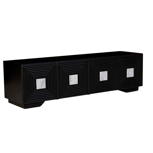 Jagger Luxe Entertainment Unit - Matt Black - White Marble