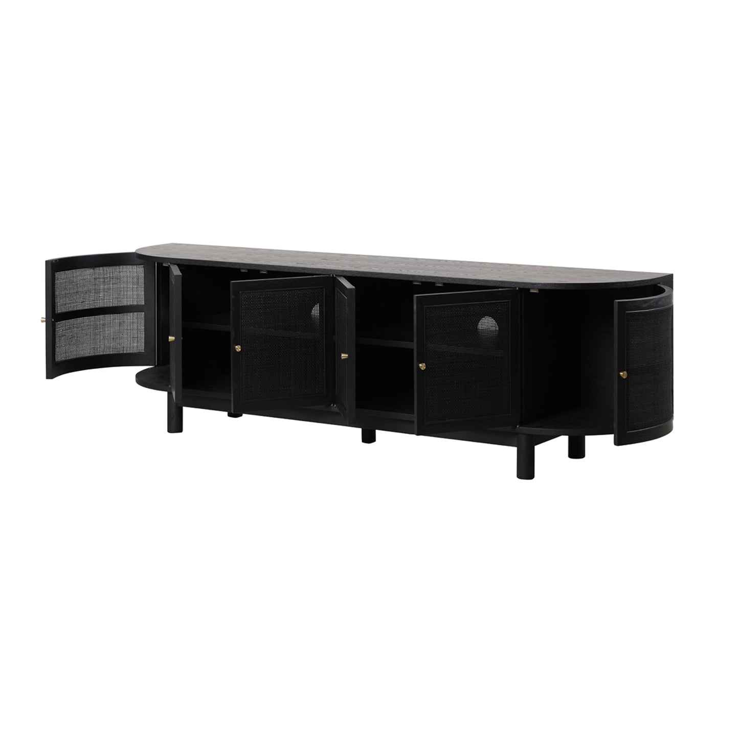 Ibarra 2.2m Rattan Doors TV Entertainment unit - Full Black