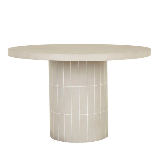 Seville Tile Round Dining Table - Pearl White